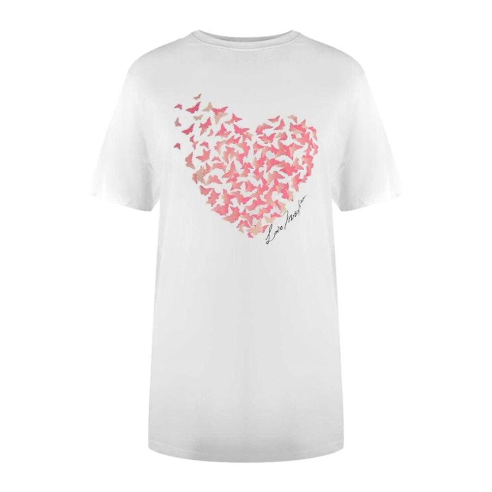 Love Moschino Womens/Ladies Butterfly & Heart Cotton T-Shirt / White